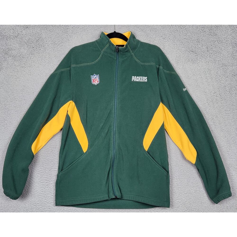 GREEN BAY PACKERS Fleece Jacket Mens Medium Green Full Zip NFL Onfield Reebok